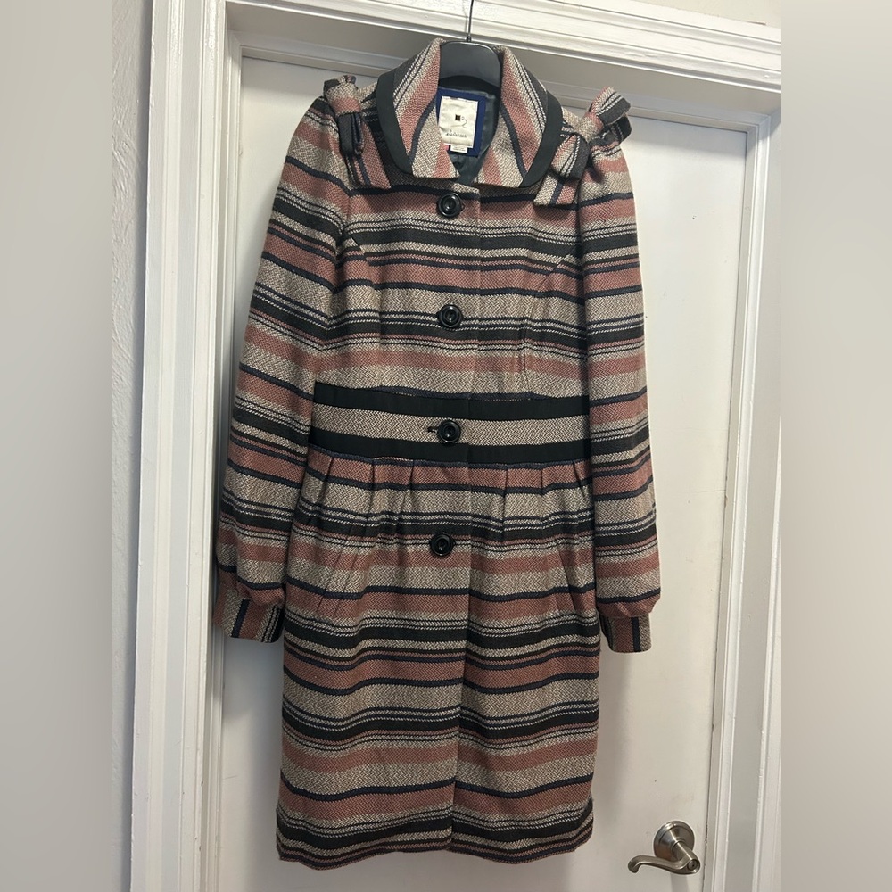 Anthropologie Elevenses Multicolor Tweed striped coat dress size 8 like new